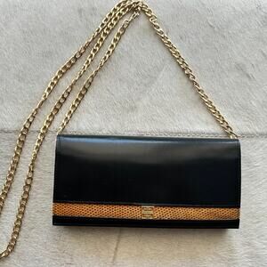 Authentic Givenchy Leather Long Wallet with Chain
